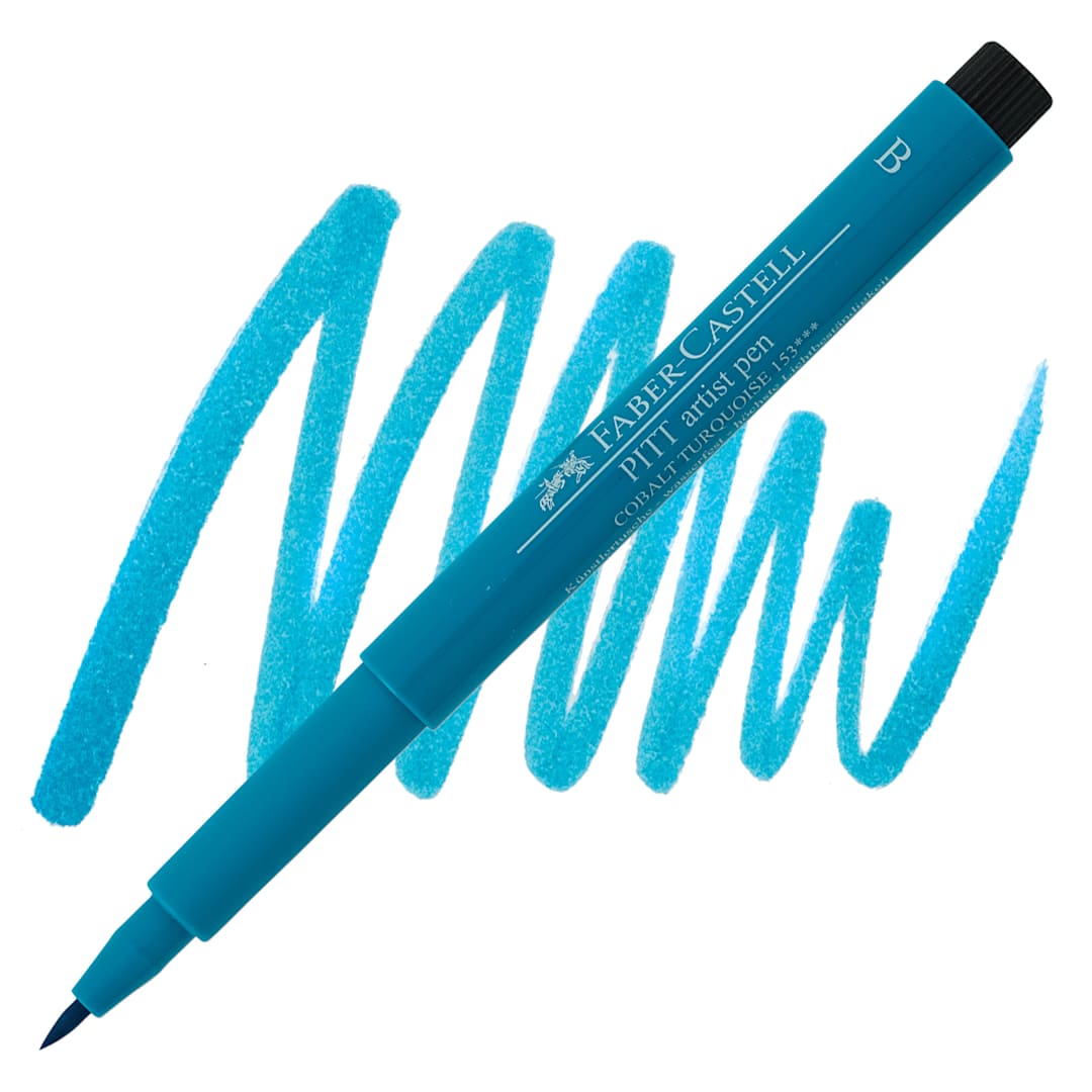 Open in modal - Faber-Castell Pitt Artist Pen - Cobalt Turquoise, Brush Nib pen and swatch