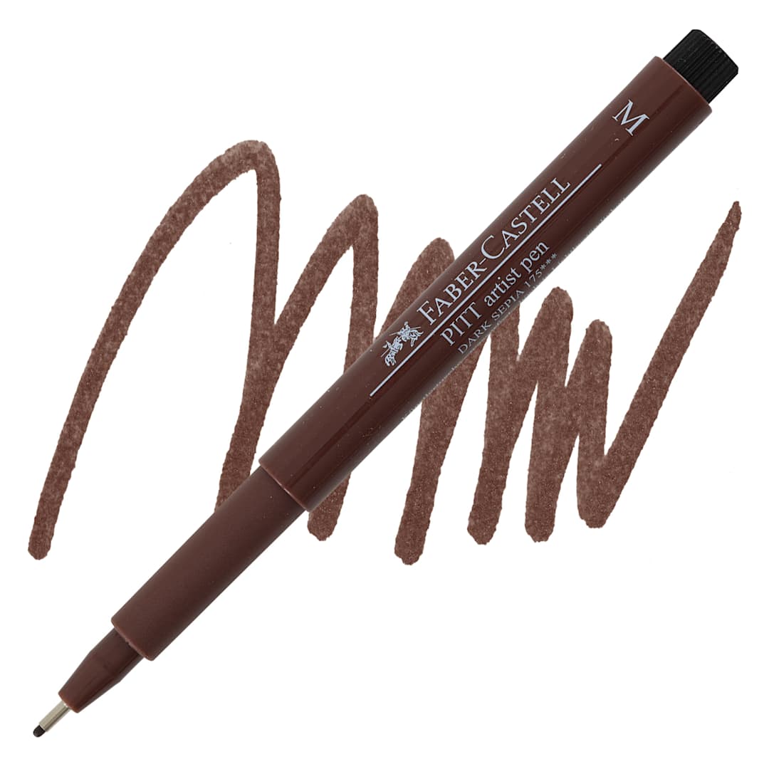 Open in modal - Faber-Castell Pitt Artist Pen - Sepia, Medium Nib pen and swatch