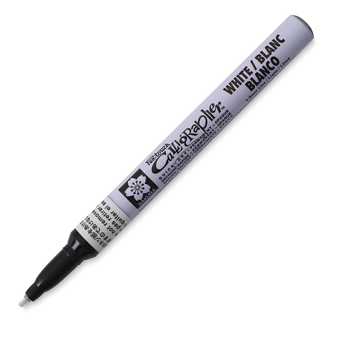 Open in modal - Sakura Pen-Touch Calligrapher Pens - Fine Line White pen shown at angle