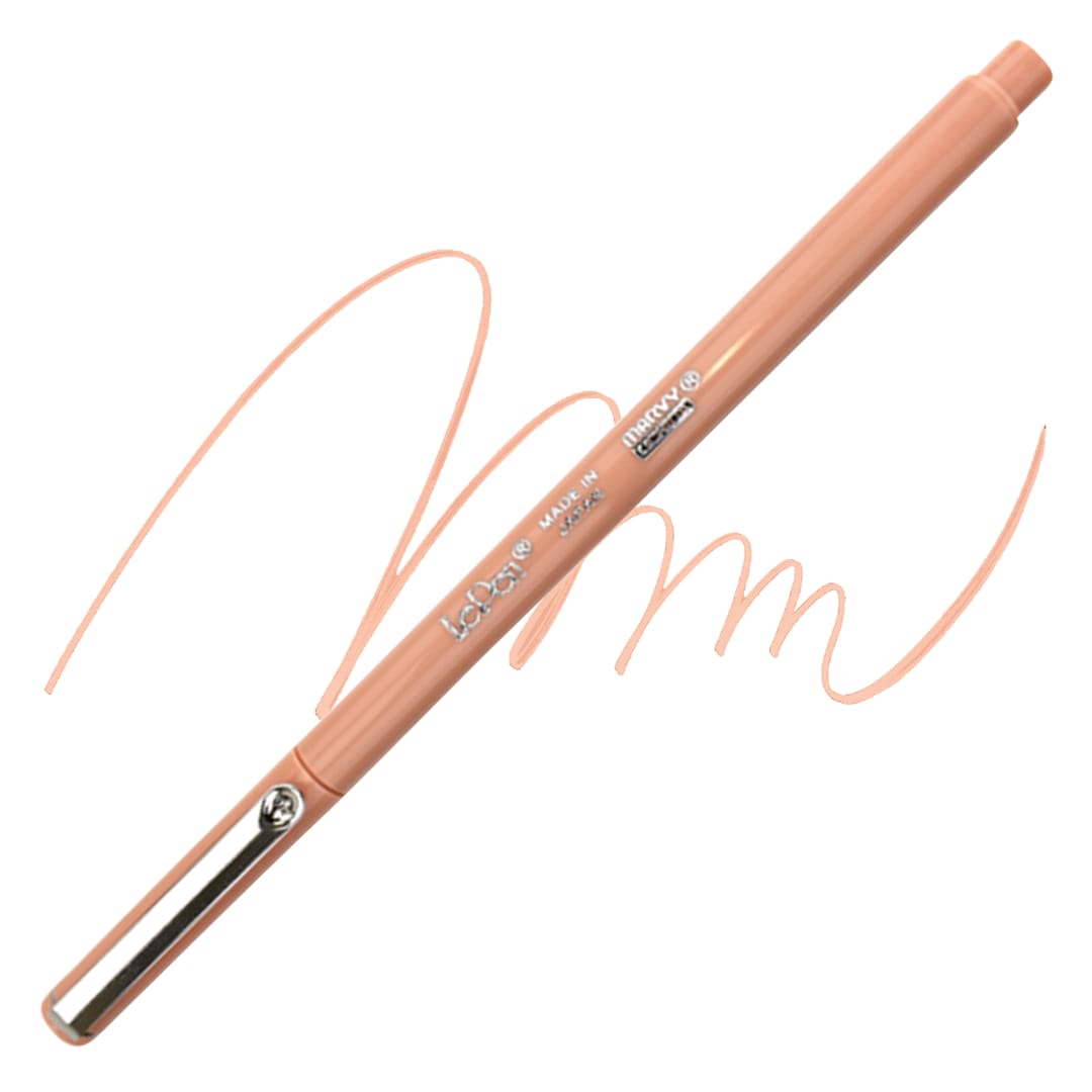 Open in modal - Marvy Uchida LePen Fine Line Marker - Coral Peach marker and swatch