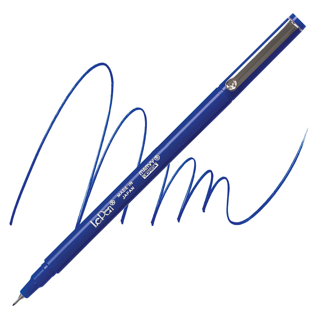 Open in modal - Marvy Uchida LePen Fine Line Marker - Blue marker and swatch