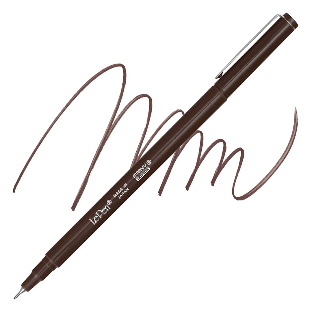 Open in modal - Marvy Uchida LePen Fine Line Marker - Brown marker and swatch