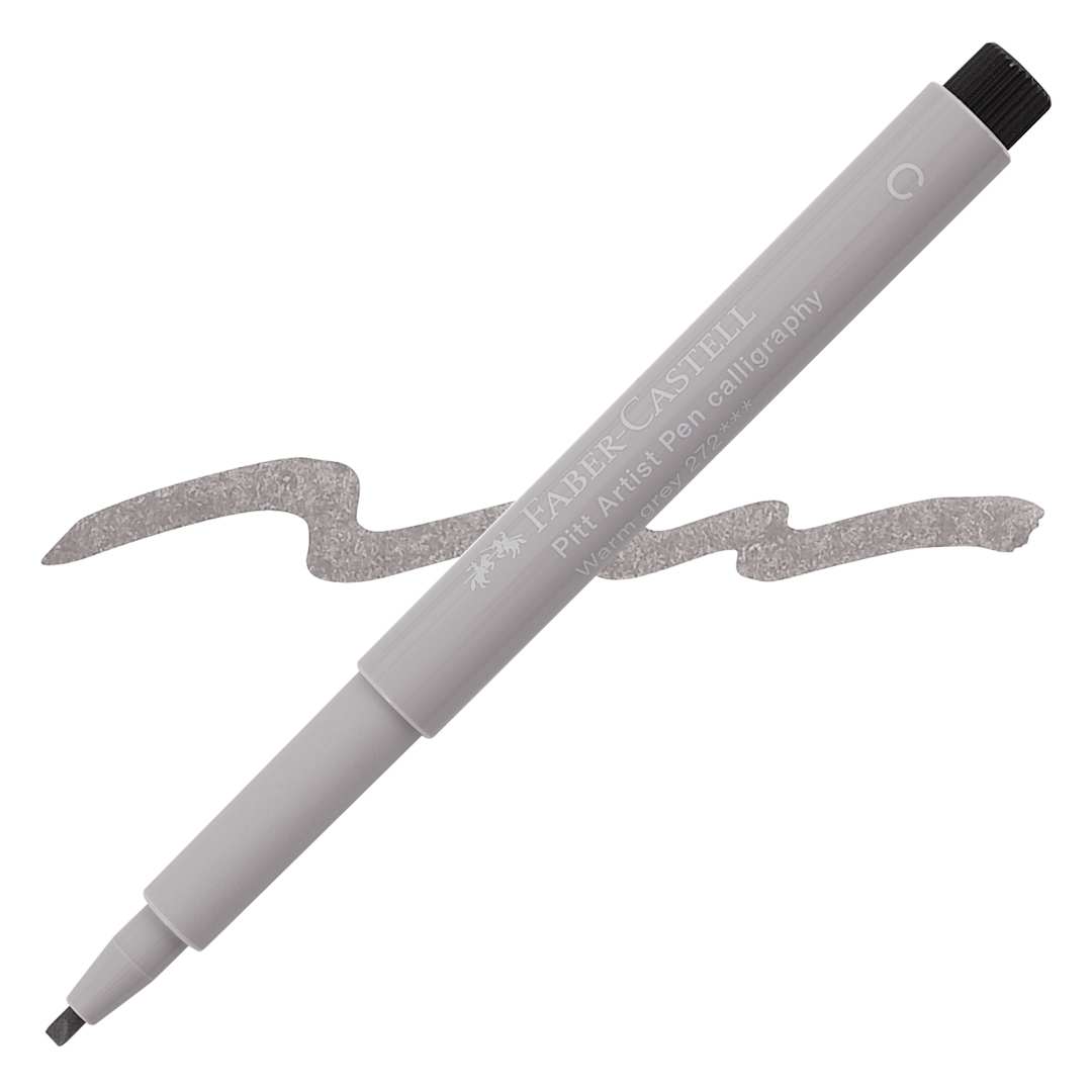 Open in modal - Faber-Castell Pitt Calligraphy Pen - Warm Grey III pen and swatch