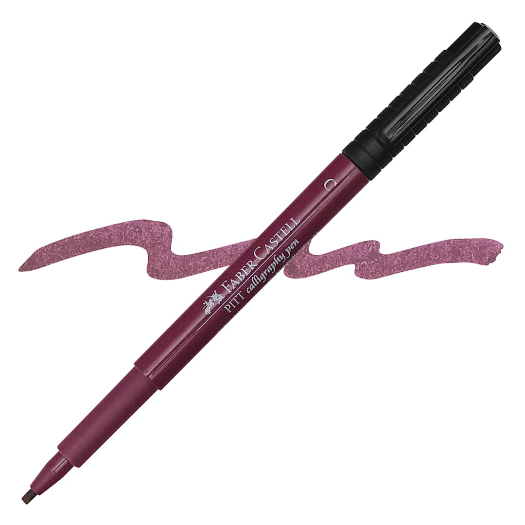 Open in modal - Faber-Castell Pitt Calligraphy Pen - Magenta pen and swatch