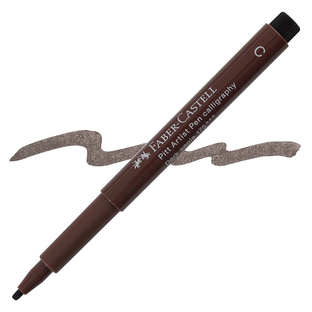 Open in modal - Faber-Castell Pitt Calligraphy Pen - Dark Sepia pen and swatch