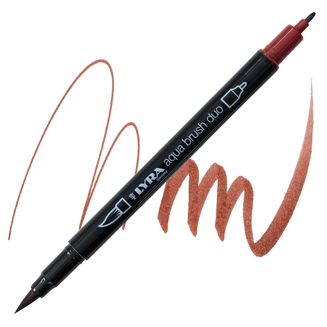 Open in modal - Lyra Aqua Brush Duo Marker - Venetian Red 090 marker and swatch