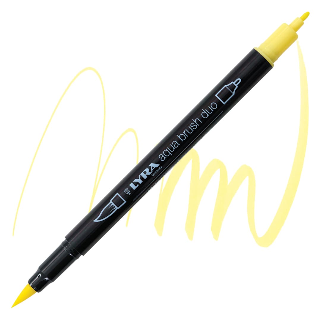 Open in modal - Lyra Aqua Brush Duo Marker - Light Yellow 002 marker and swatch