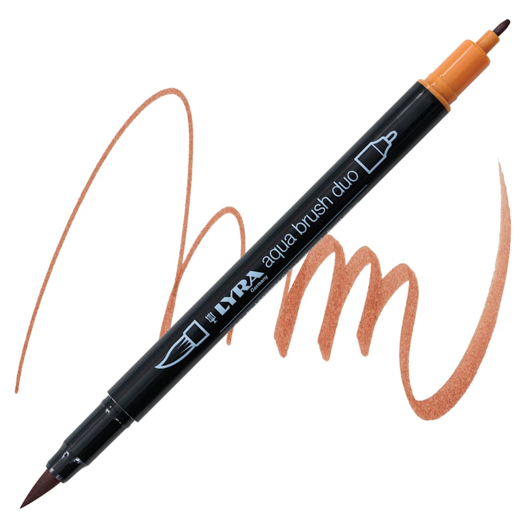 Open in modal - Lyra Aqua Brush Duo Marker - Burnt Ochre 087 marker and swatch