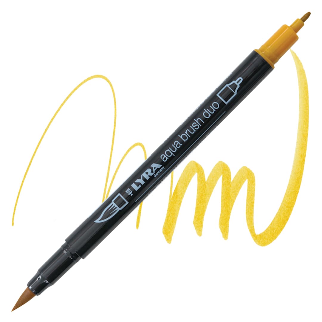 Open in modal - Lyra Aqua Brush Duo Marker - Raw Sienna 084 marker and swatch