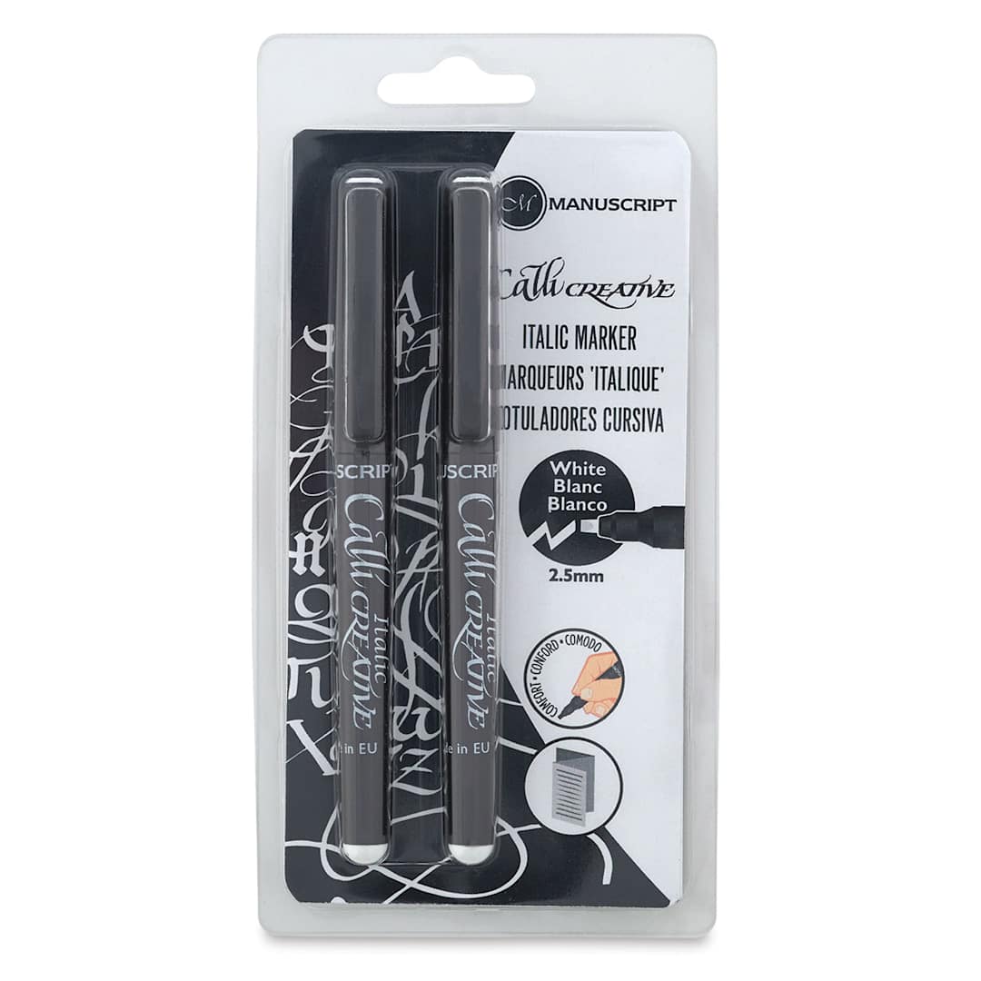 Open in modal - Manuscript CalliCreative Italic Marker - White, Pkg of 2, front of the packaging