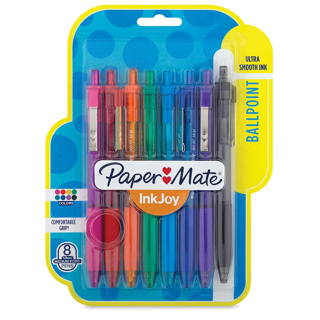 Open in modal - Paper Mate Inkjoy Retractable Ballpoint Pens - Fashion Colors, Set of 8, front of the packaging