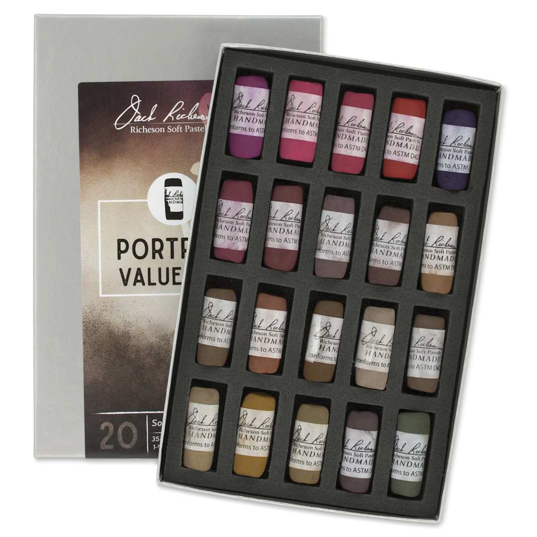 Open in modal - Richeson Soft Handrolled Pastels - Portrait Values 1-3, Set of 20