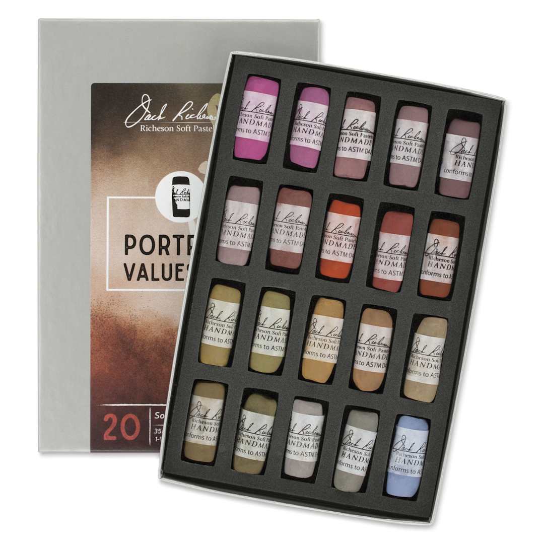 Open in modal - Richeson Soft Handrolled Pastels - Portrait Values 3-4, Set of 20