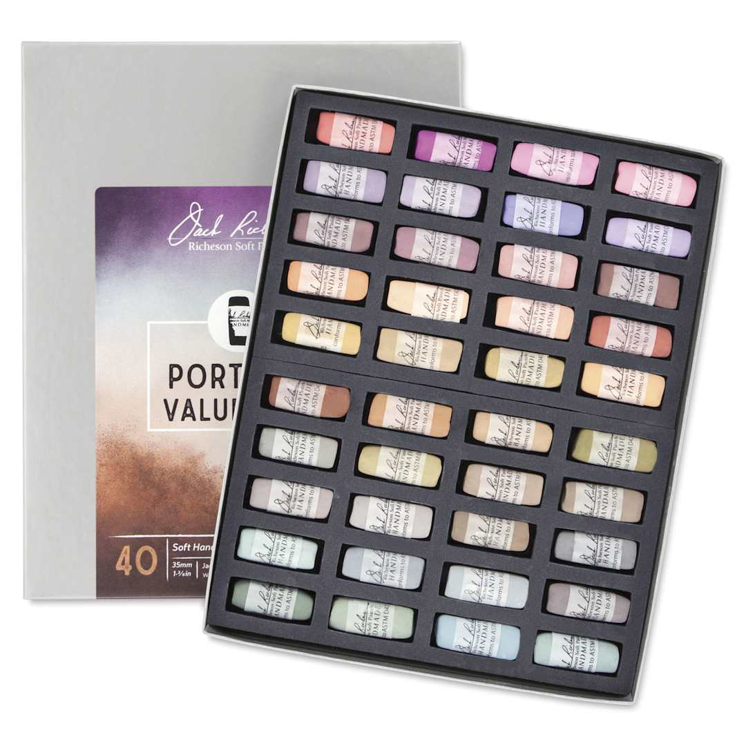 Open in modal - Richeson Soft Handrolled Pastels - Portrait Values 4-8, Set of 40