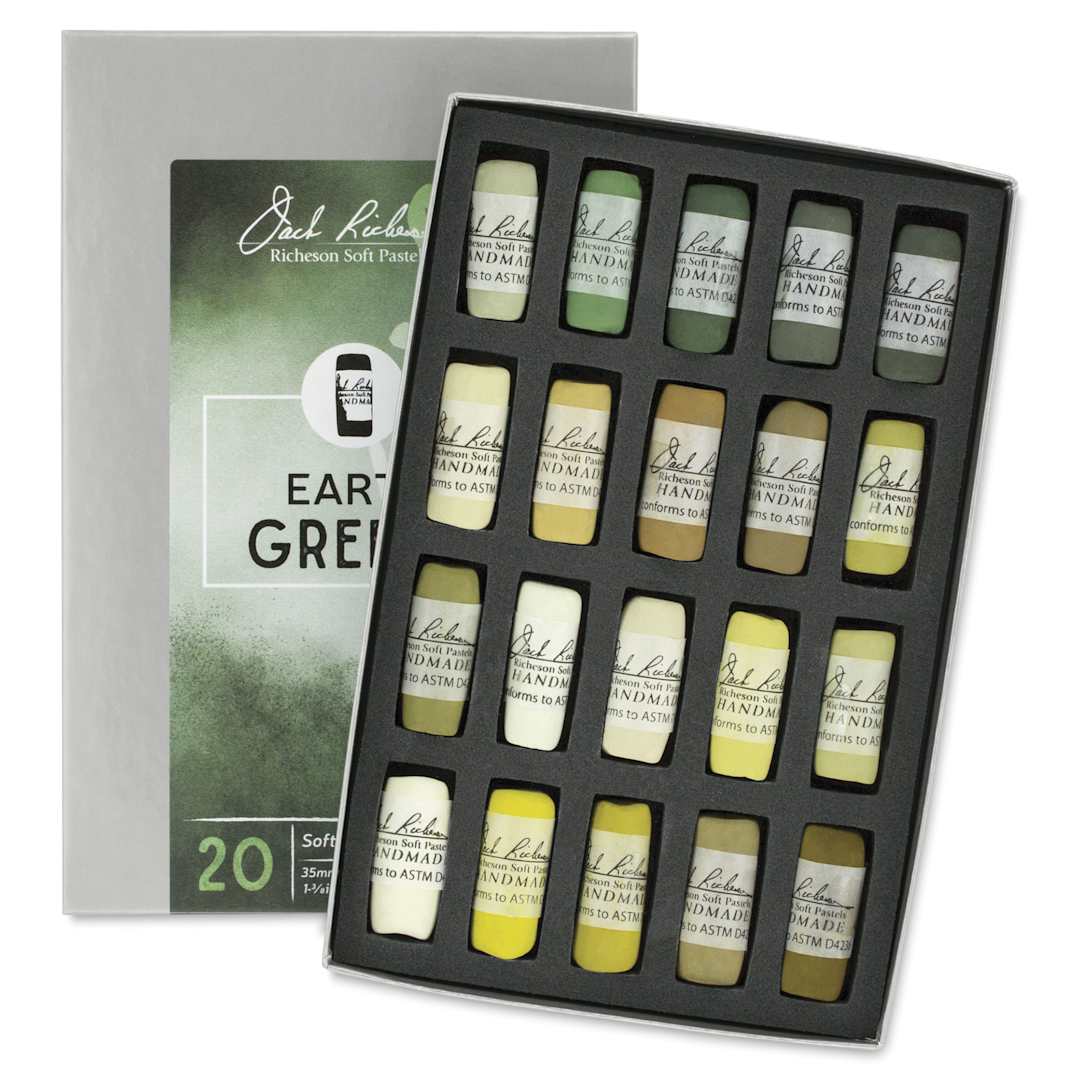 Open in modal - Richeson Soft Handrolled Pastels - Earth Greens, Set of 20