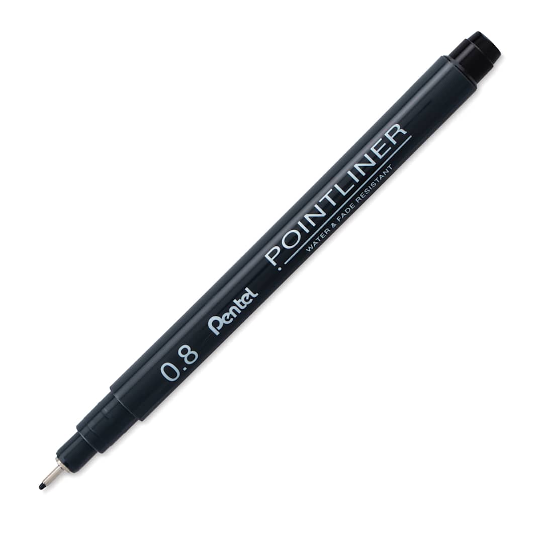 Open in modal - Pentel Arts Pointliner Pen - Black, 0.8 mm (cap off)