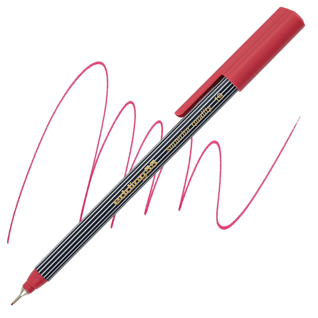 Open in modal - Edding 55 Fineliner Pen - Carmine Red, 0.3mm pen and swatch