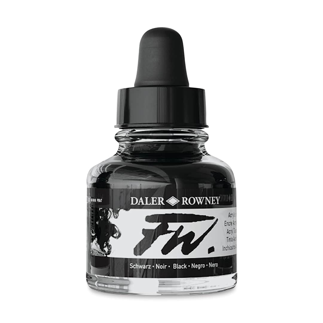 Open in modal - Daler-Rowney FW Acrylic Water-Resistant Artists Ink - 1 oz, Black