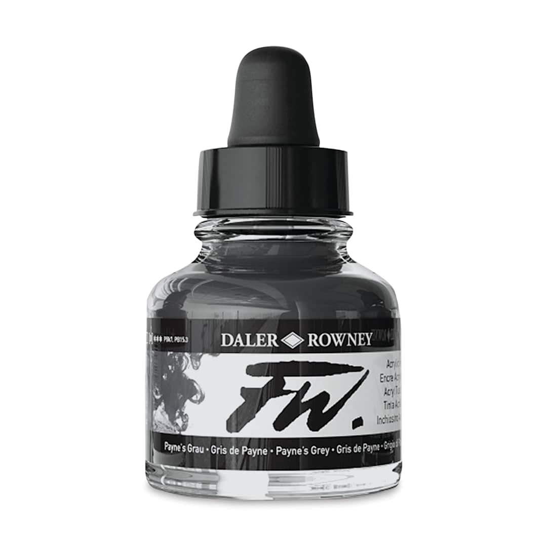 Open in modal - Daler-Rowney FW Acrylic Water-Resistant Artists Ink - 1 oz, Paynes Grey