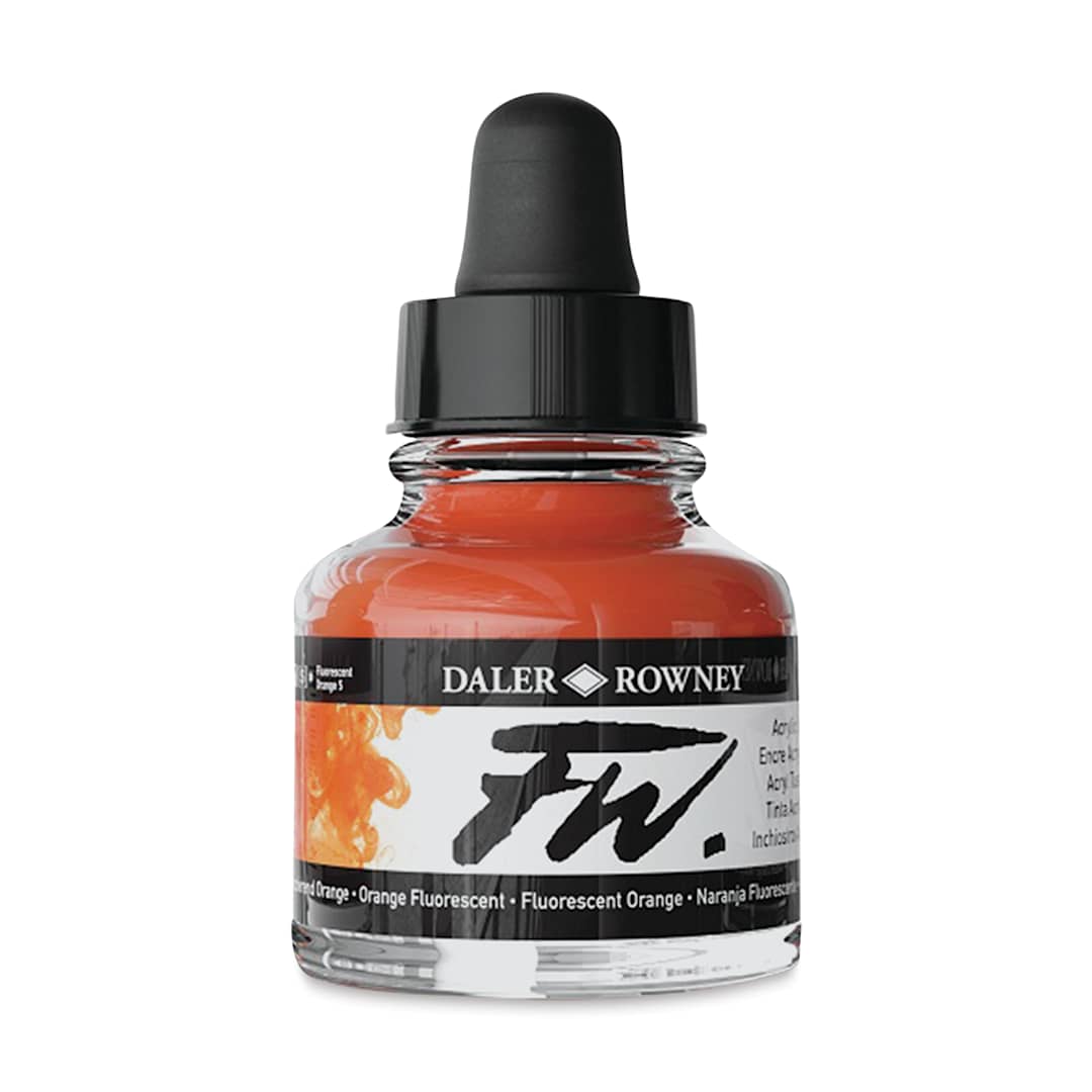 Open in modal - Daler-Rowney FW Acrylic Water-Resistant Artists Ink - 1 oz, Fluorescent Orange