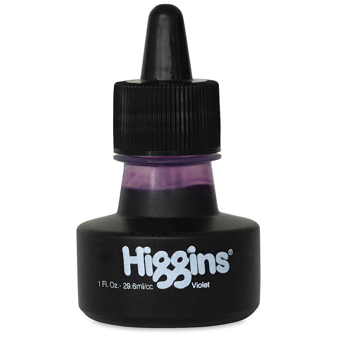 Open in modal - Higgins Dye-Based Drawing Inks - Front of 1 oz bottle of Violet Ink