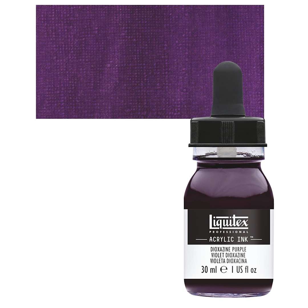 Open in modal - Liquitex Professional Acrylic Ink - Dioxazine Purple bottle and swatch