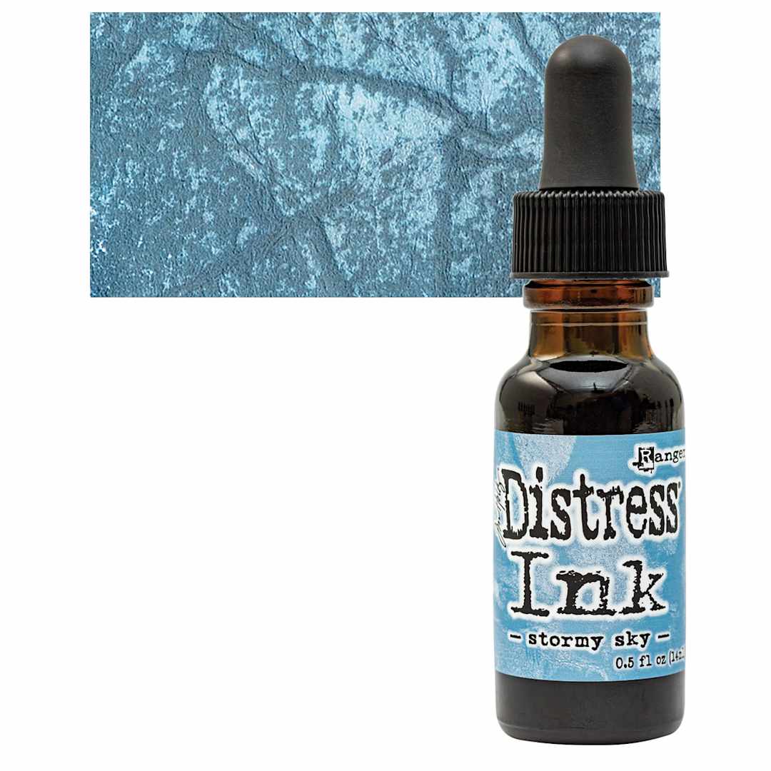 Open in modal - Ranger Distress Ink Pad Re-Inker - Stormy Sky bottle and swatch