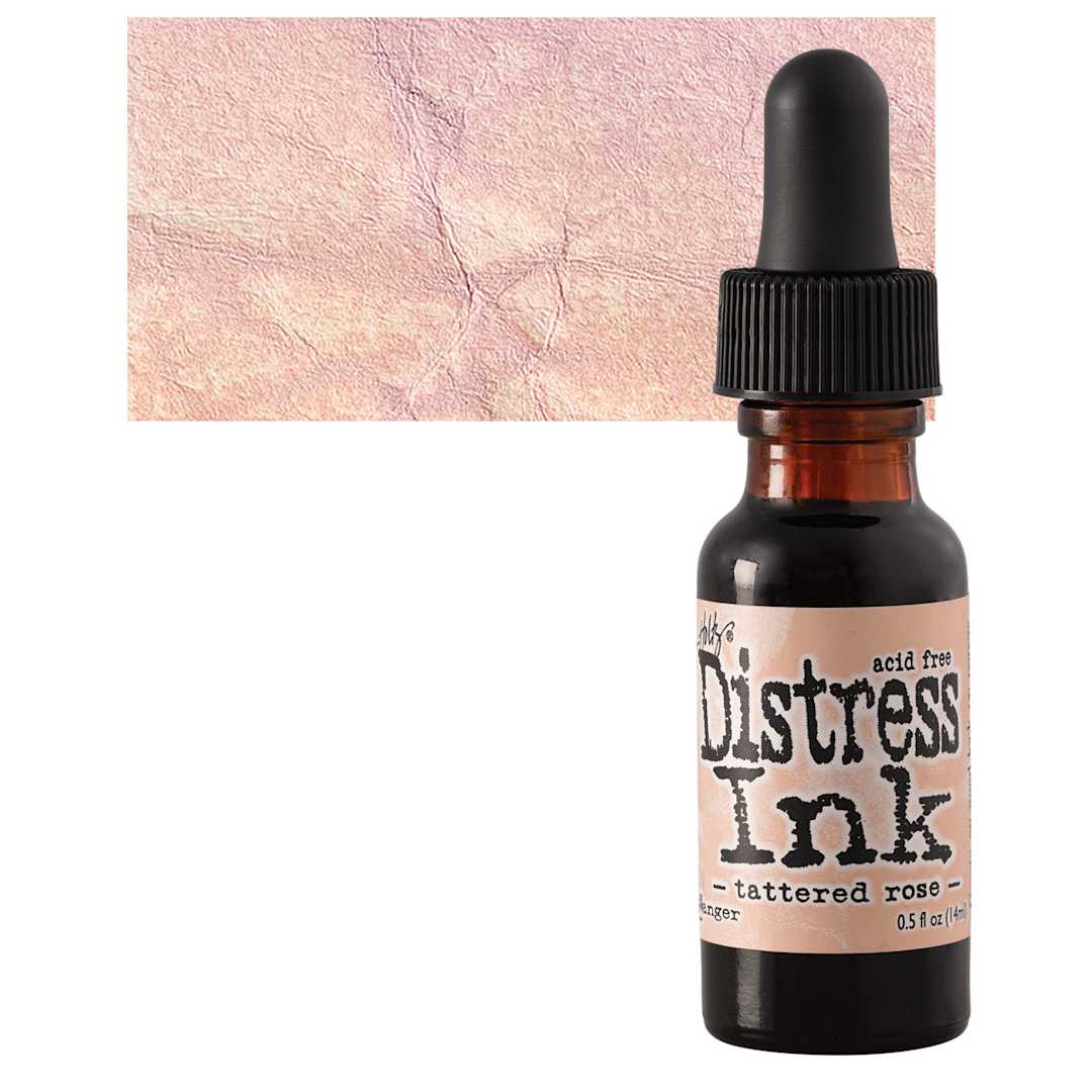 Open in modal - Ranger Distress Ink Pad Re-Inker - Tattered Rose bottle and swatch