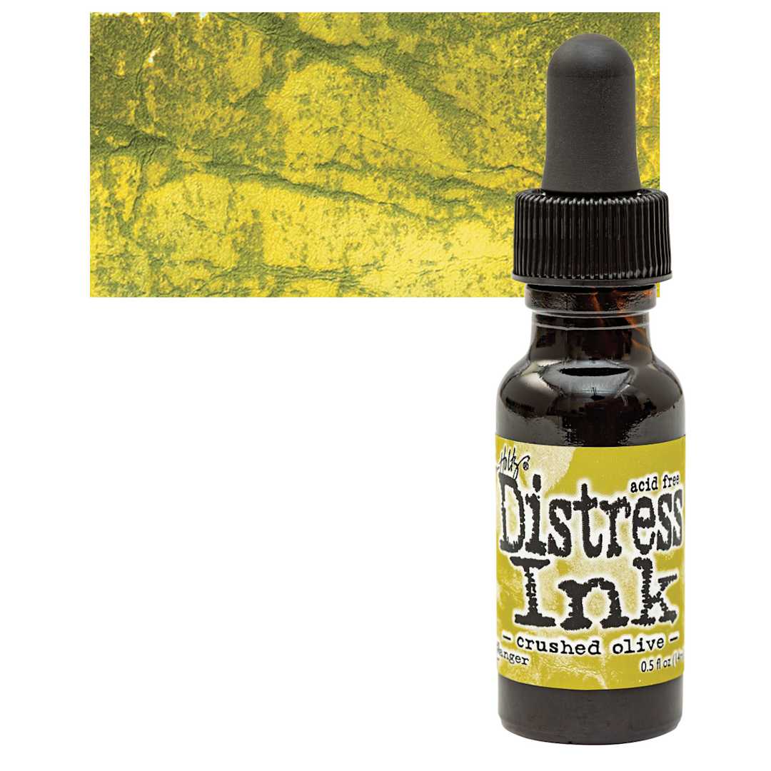 Open in modal - Ranger Distress Ink Pad Re-Inker - Crushed Olive bottle and swatch