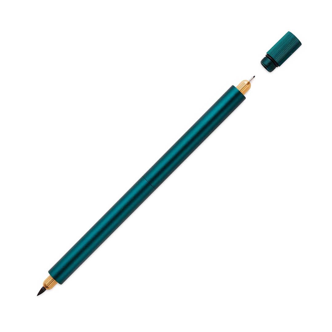 Open in modal - Tom's Studio Lumos Pro Refillable Dual Tip Pen Set - Ivy, cap removed