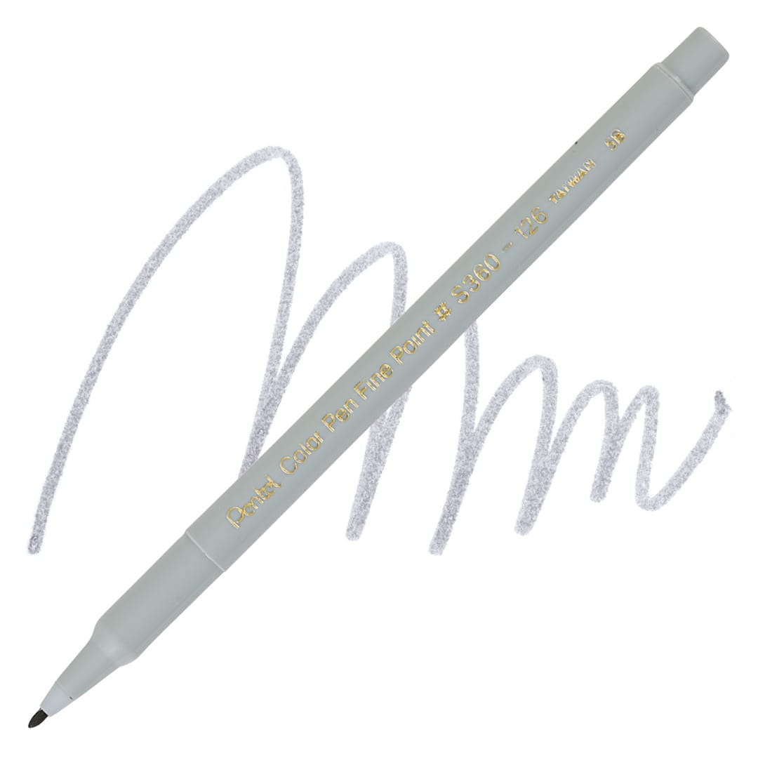 Open in modal - Pentel Color Pen - Silver Gray pen and swatch
