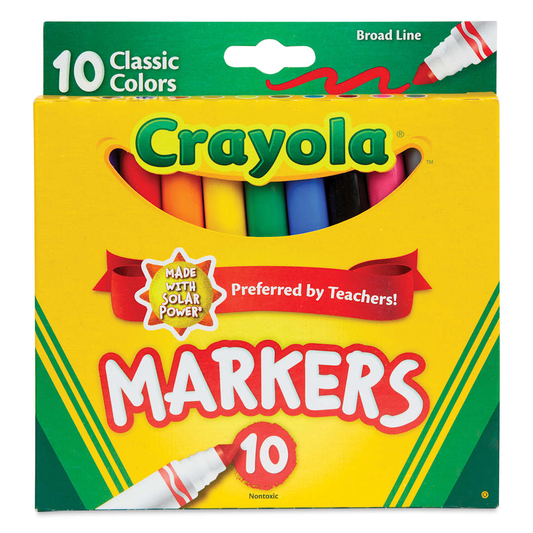 Open in modal - Crayola Broad Line Markers - Set of 10, Classic Colors, packaging
