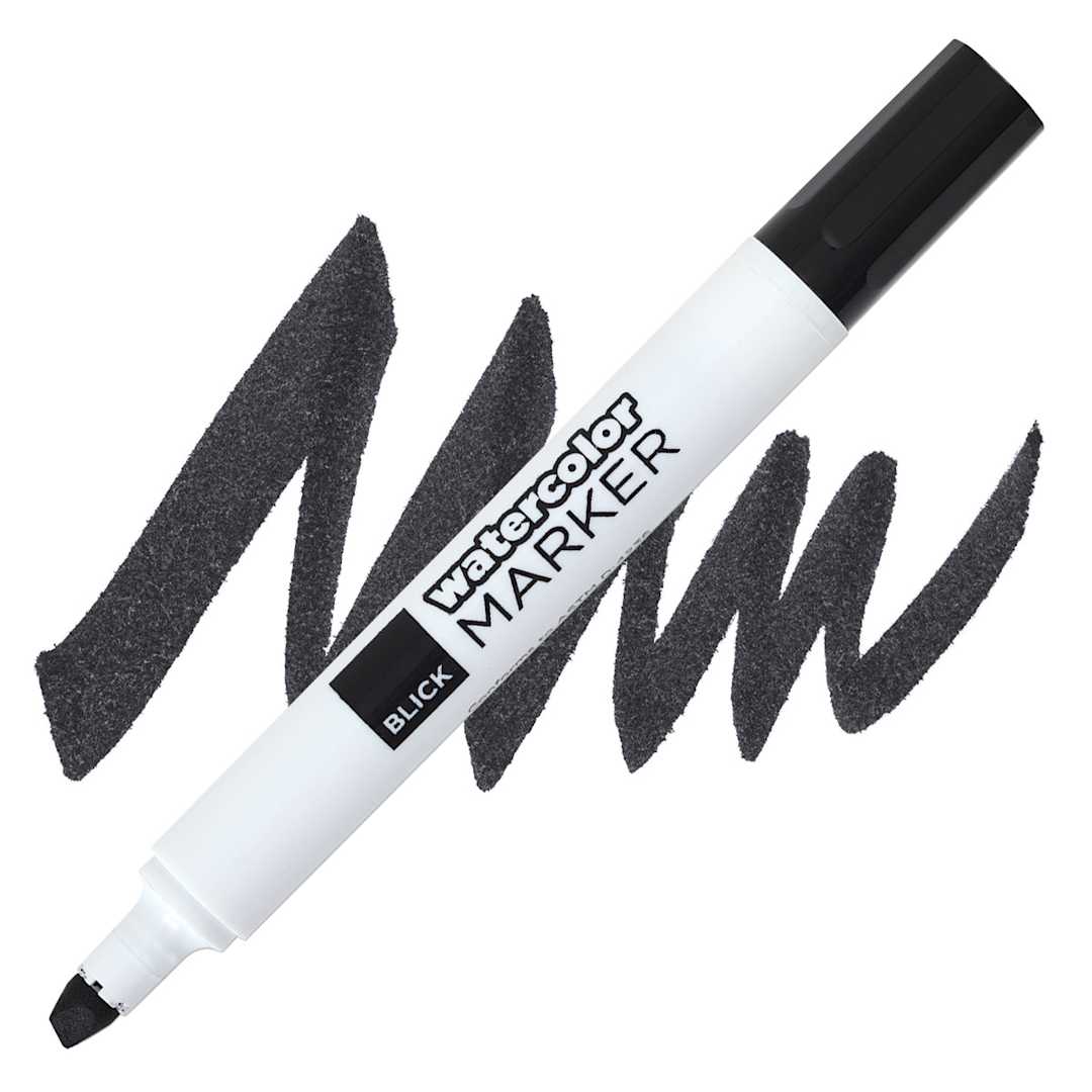 Open in modal - Blick Broadline Water-Based Marker - Black marker and swatch