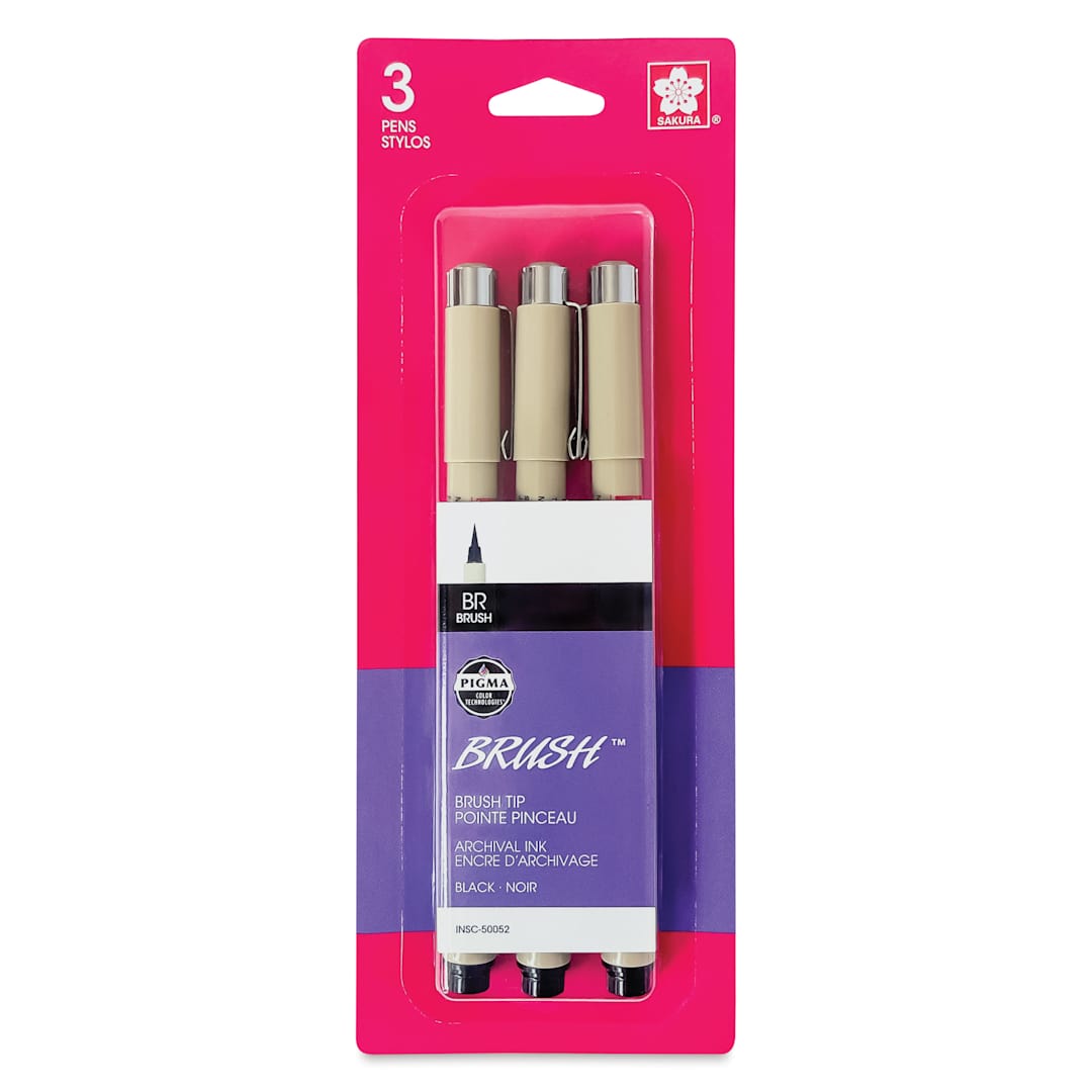 Open in modal - Sakura Pigma Brush Marker - Black, Set of 3, packaging
