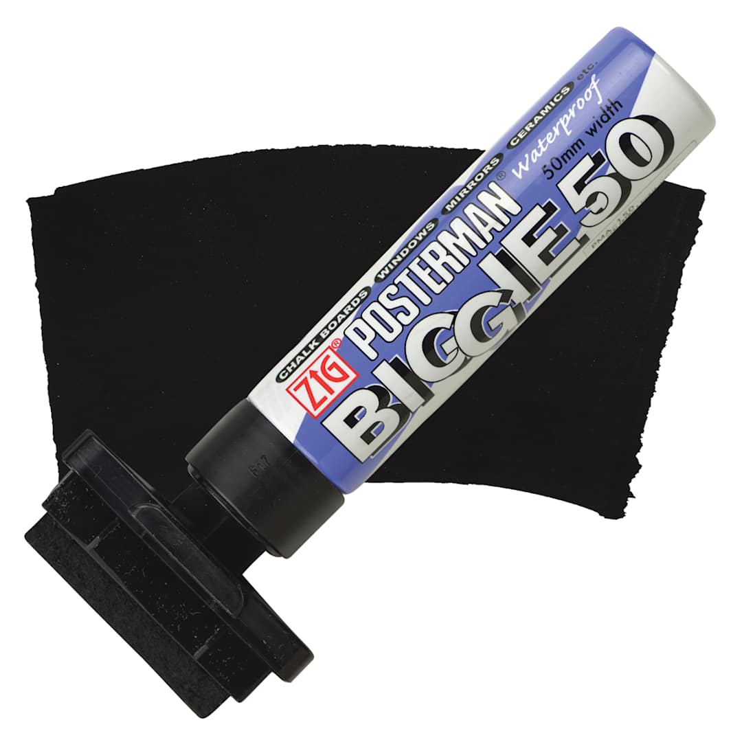 Open in modal - Kuretake Zig Posterman Biggie Marker - 5 cm, Black marker and swatch