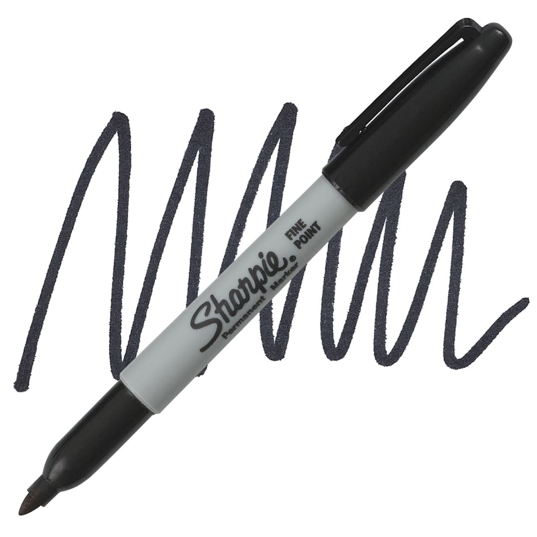 Open in modal - Sharpie Fine Point Permanent Marker - Black marker and swatch