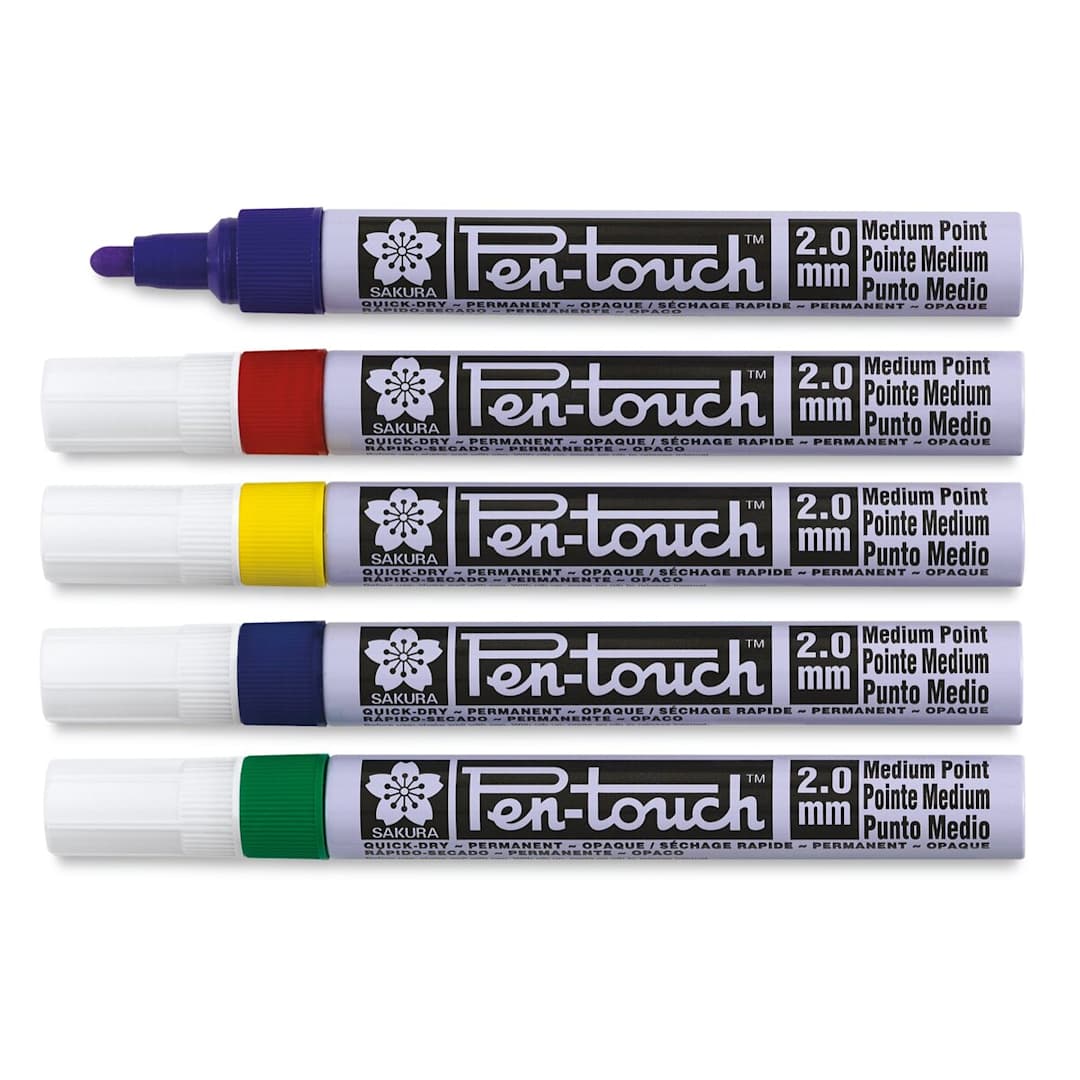 Open in modal - Sakura Pen-Touch Paint Marker Set - Assorted Colors, Medium Tip, Set of 5 (contents out of package)