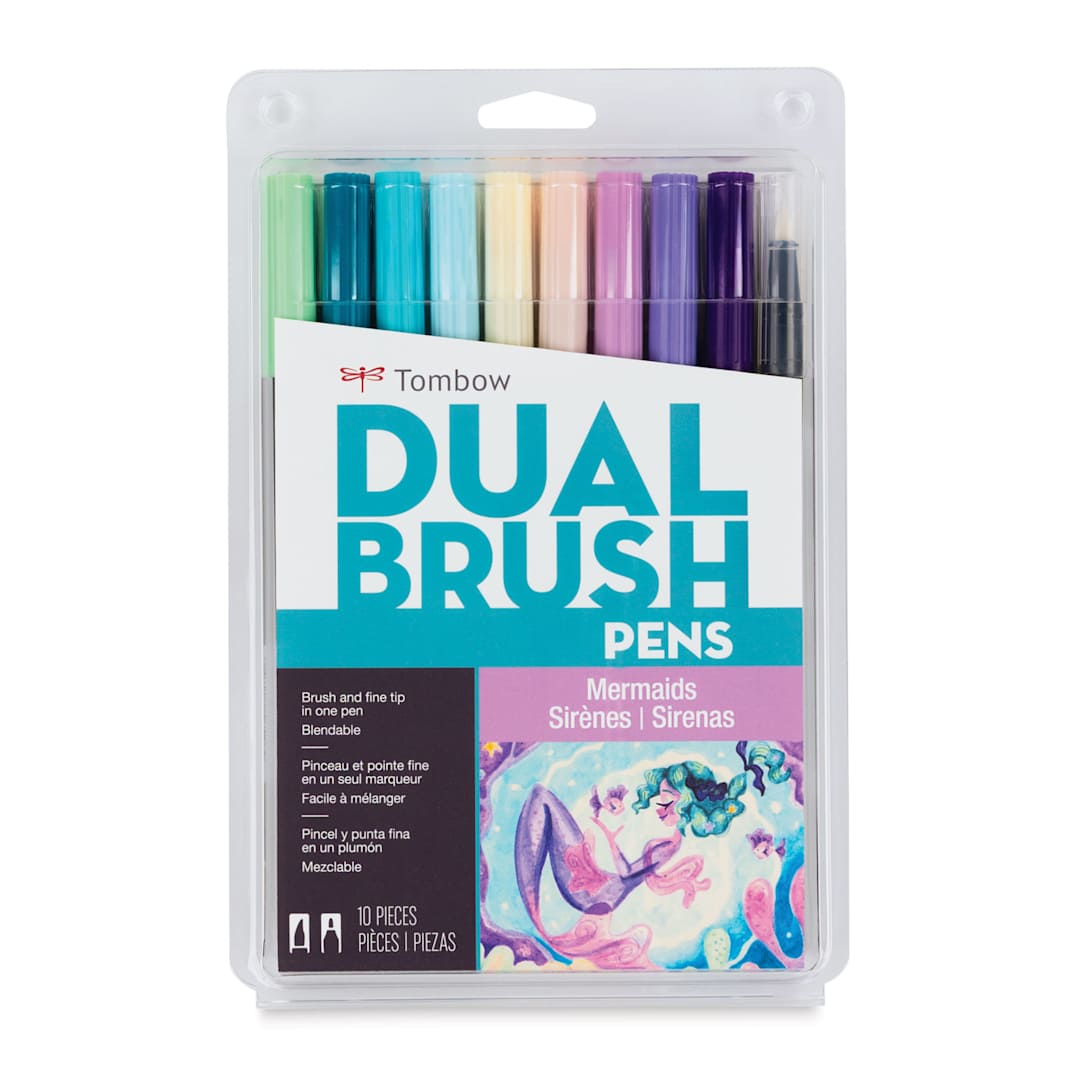 Open in modal - Tombow Dual Brush Pens - Mermaids, Set of 10, front of packaging