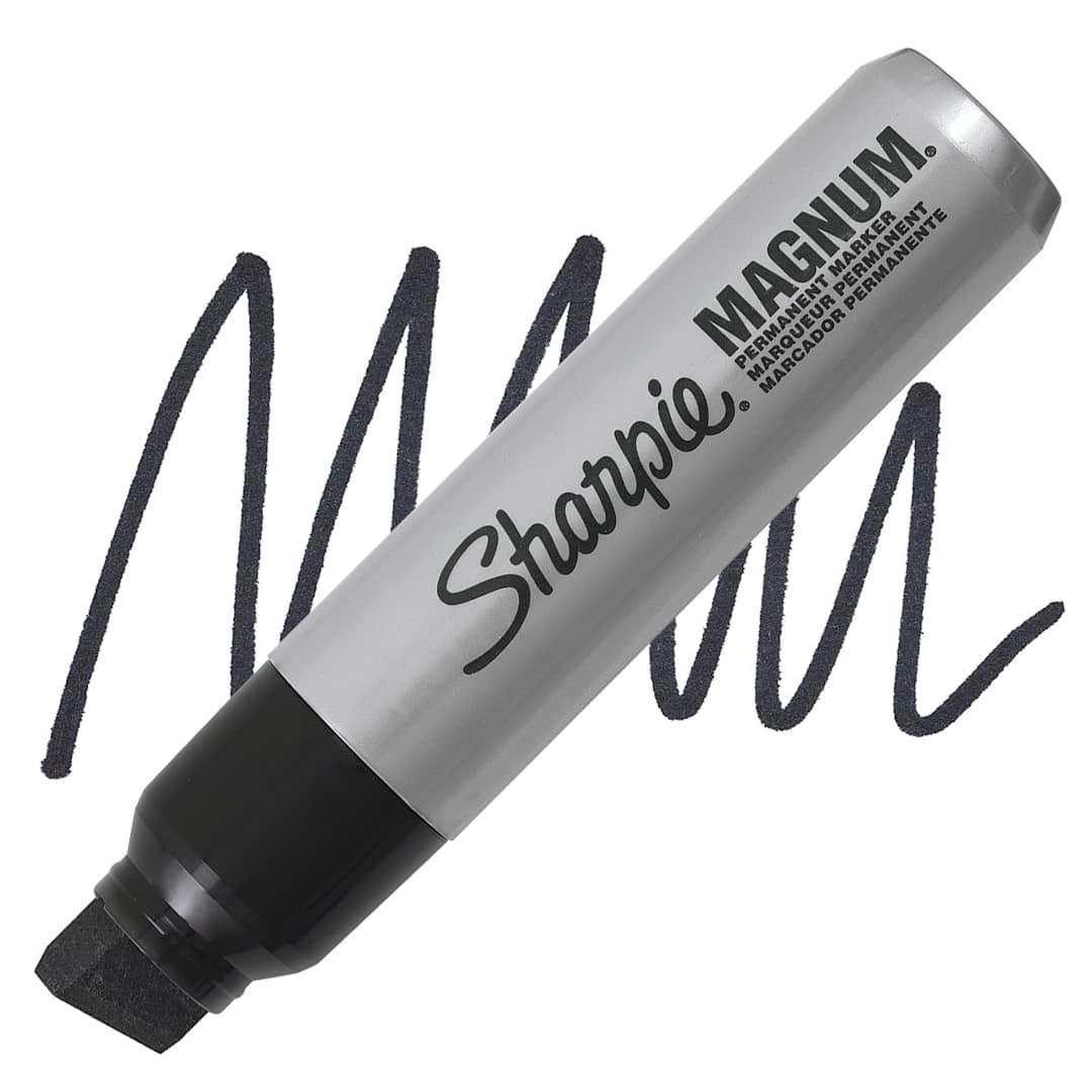 Open in modal - Sharpie Magnum 44 Marker - Black, Wide marker and swatch