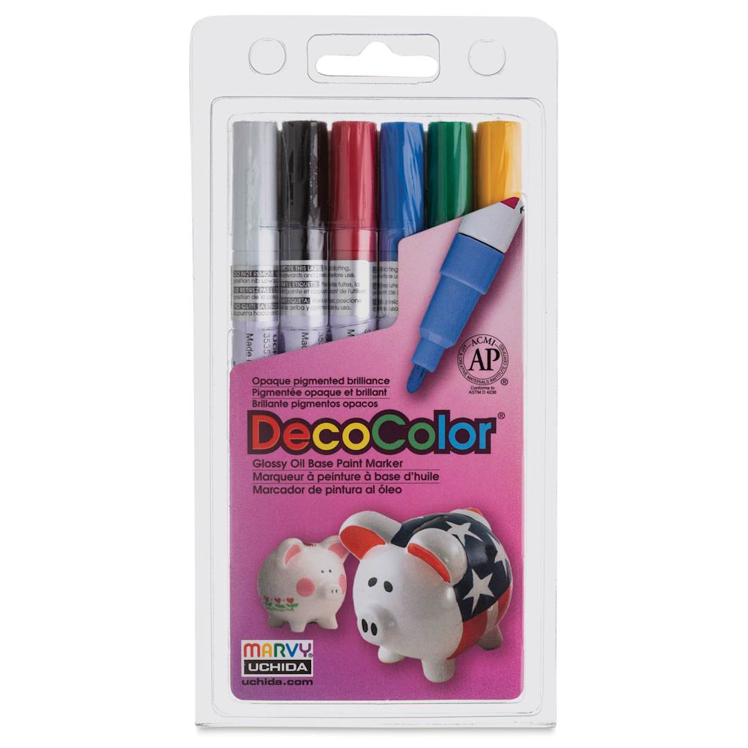 Open in modal - Decocolor Paint Markers - Set of 6, Primary Colors, Fine Tip