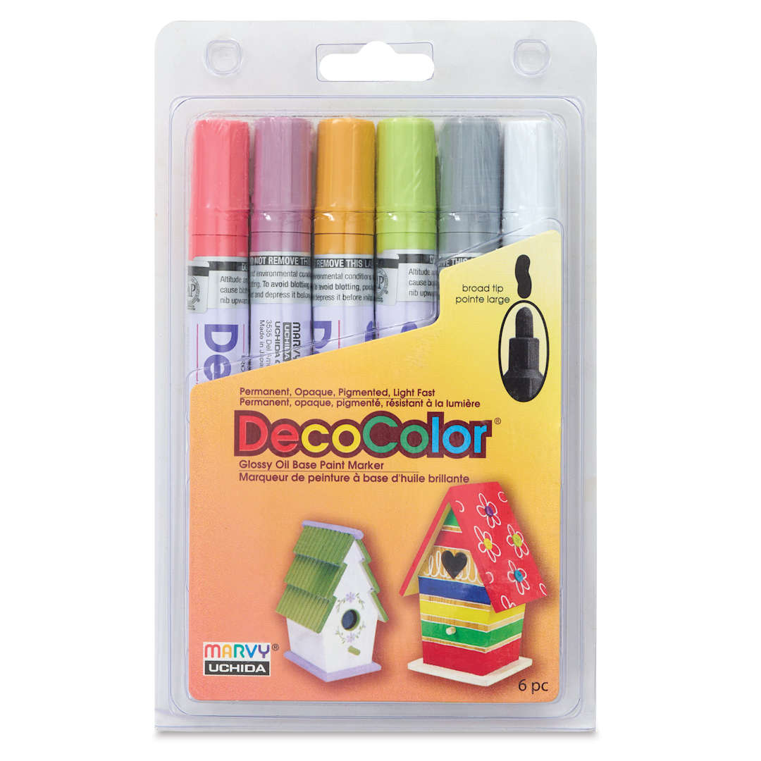Open in modal - Decocolor Paint Markers- Retro Colors, Set of 6, Broad Tip (Front)