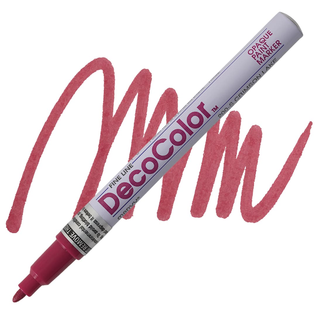 Open in modal - Decocolor Paint Marker - Crimson Lake, Fine Tip marker and swatch