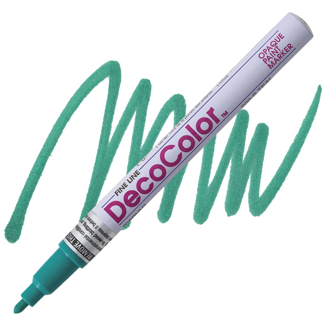 Open in modal - Decocolor Paint Marker - Teal, Fine Tip marker and swatch