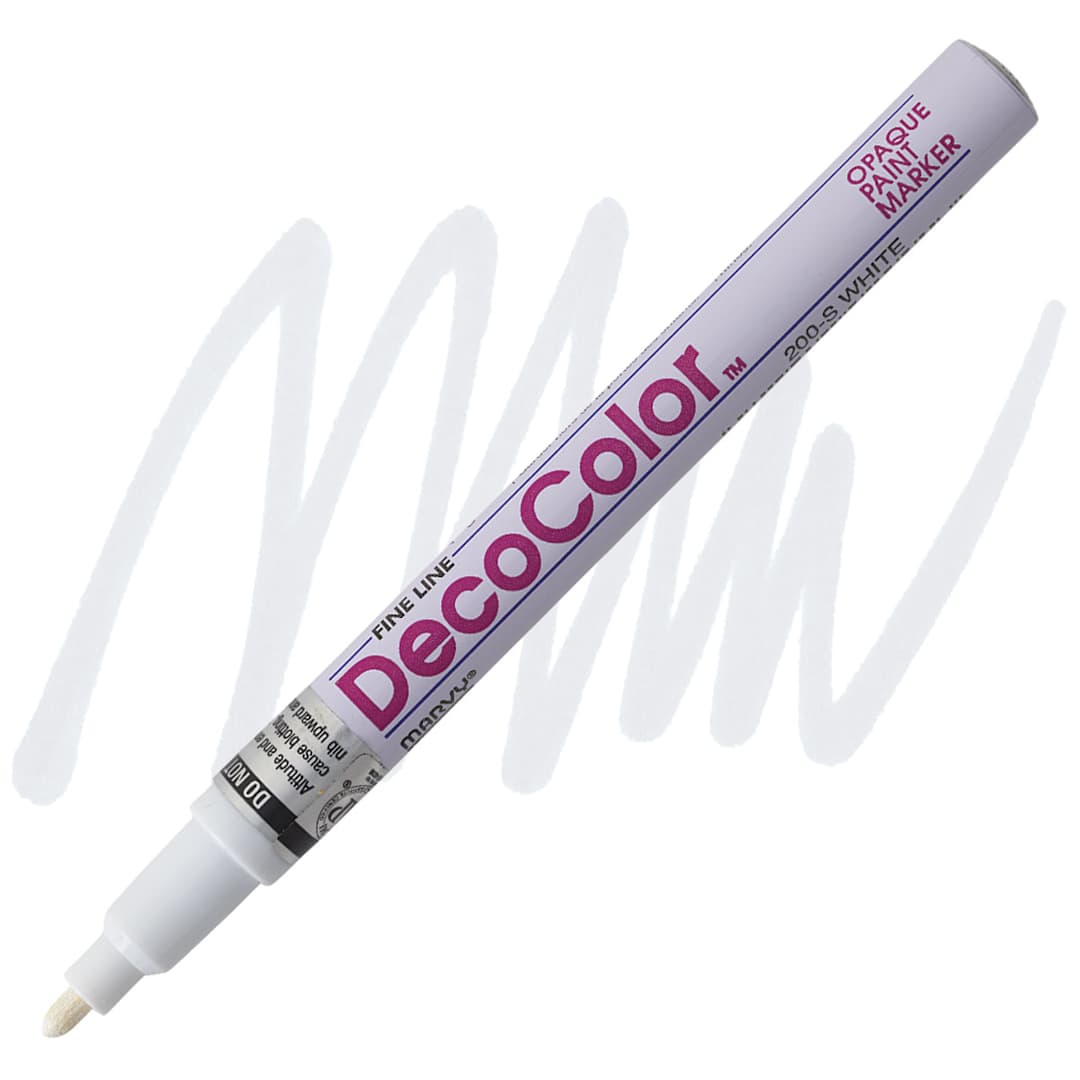 Open in modal - Decocolor Paint Marker - White, Fine Tip marker and swatch