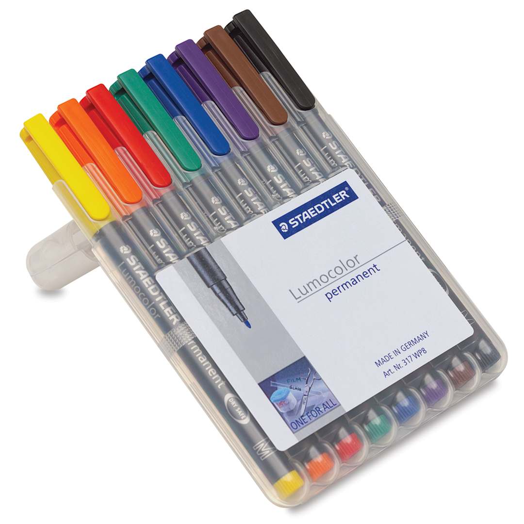 Open in modal - Staedtler Lumocolor Permanent Markers - Set of 8, Assorted, Fine