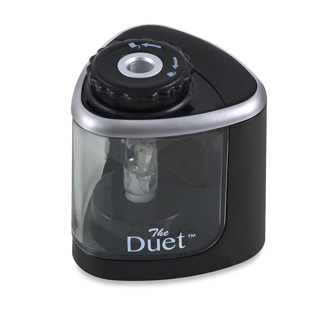 Open in modal - Duet Battery-Operated/Manual Pencil Sharpener - Top angled view of Sharpener
