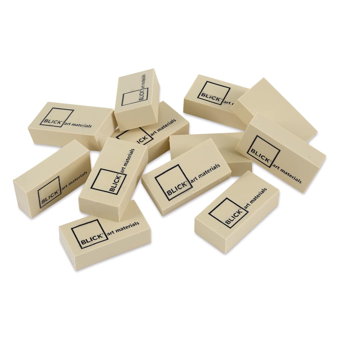 Open in modal - Blick Soap Eraser - Large, 2" x 1" x 1/2", Box of 12, erasers laid out