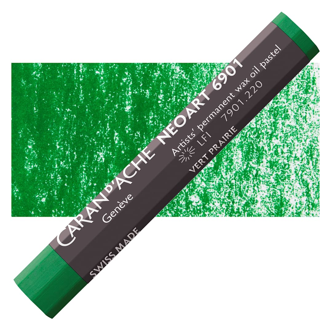 Open in modal - Caran d’Ache Neoart 6901 Pastel - Grass Green, pastel and swatch
