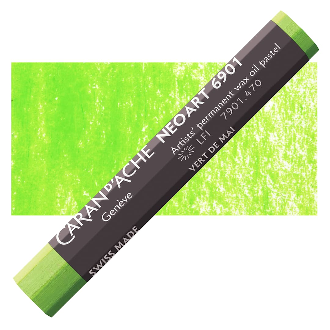 Open in modal - Caran d’Ache Neoart 6901 Pastel - Spring Green, pastel and swatch