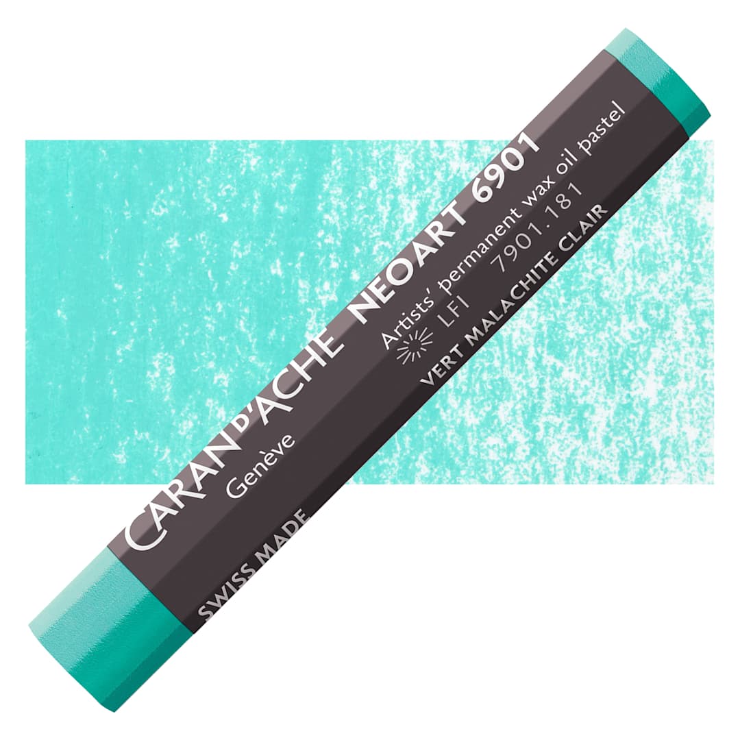 Open in modal - Caran d’Ache Neoart 6901 Pastel - Light Malachine Green, pastel and swatch